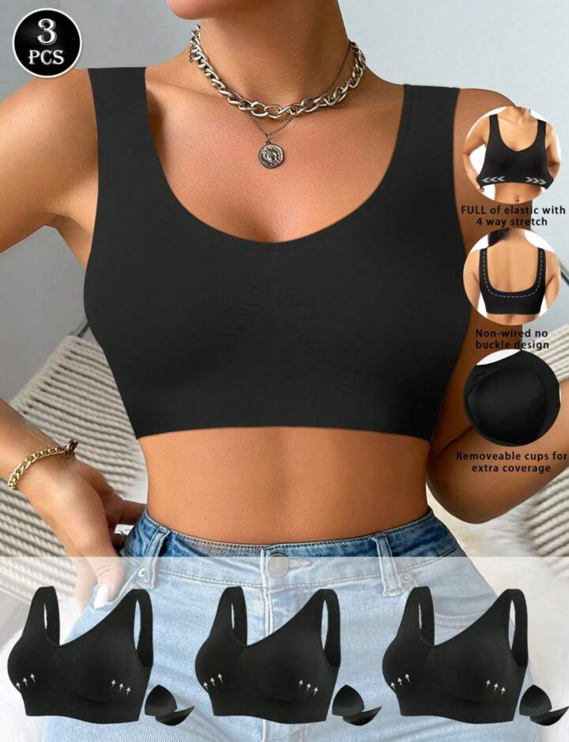 Set de 3 Soutien sin costura